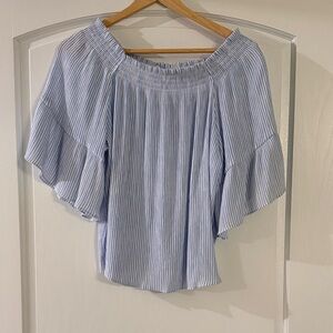 H & M Blue Striped Off-Shoulder Top